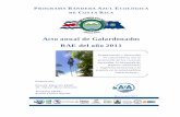 PROGRAMA BANDERA AZUL COLÓGICA DE COSTA RICA · 2014-09-02 · acciones cumplidas en atención al Plan de Trabajo 2011. • Playa Ario 0% El Comité se retiro por limitaciones de