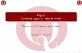 Lógica - Conectivas Lógicas y Tablas de Verdadelementosdeprogramacionylogica.web.unq.edu.ar/.../2019/08/1_2___L_gica... · 1 Valoresdeverdad(Booleanos). 2 Preguntasusandolalógica.