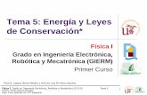 Tema 5: Energía y Leyes de Conservación*GIERM)/Apuntes/FI GIERM pdf 15-16/7...Física I.Grado en Ingeniería Electrónica, Robótica y Mecatrónica 2015/16 Tema 5 Prof.Dr. Emilio