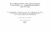 Evaluación de Sistemas Sociales y Ambientales …...Evaluación de Sistemas Sociales y Ambientales (ESSA) Colombia: Mejora de la calidad de los servicios de salud y la eficiencia