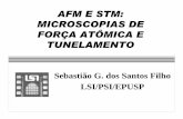 AFM E STM: MICROSCOPIAS DE FORÇA ATÔMICA E …acseabra/pos/5749_files/AFM_STM.pdf · 2005-08-24 · Resolução Moléculas, átomos de superfície de metais. Microscópio de 100