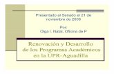 Presentado al Senado el 21 de noviembre de 2006 Por: …uploads.uprag.edu/uploads/opei/RenovacionyDesarrollo... · 2009-09-15 · Demanda por programas de Traslados vs. Oferta (cupo)