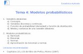 Tema 4: Modelos probabilísticosCalcula la probabilidad de obtener un número de caras comprendido entre 180 y 210, ambos inclusive. Estadística Aplicada ... probabilidad de que dé