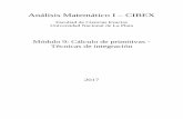 Análisis Matemático I – CIBEXMódulo 9: Cálculo de primitivas y técnicas de integración 9.1 La notación de la primitiva como integral inde nida es la más utilizada en la práctica;
