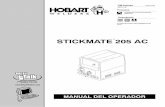 STICKMATE 205 AC (Manual del Operador).pdfApague la inversora, desconecte la potencia de entrada y descar-gue los condensadores de entrada según instrucciones en la sección de mantenimiento
