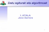 I. ATALA Java Sarrera...2 Bibliografia • Head First Java Kathy Sierra, Bert Bates (O'Reilly) Estructuras de Datos con Java John Lewis, Joseph Chase, Pearson Educación Data Structures