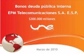 Bonos deuda pública interna EPM Telecomunicaciones S.A. E.S.P. · 2018-07-27 · través de sus filiales CINCO Telecom Corp y Orbitel, lo cual le ha permitido prestarle servicios