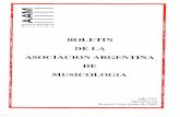 BOLETIN DE LA ASOCIACION ARGENTINA DE MUSICOLOGIA · Músicas populares del mundo hispano y lusófono Jornadas de Música y Pensamiento Premio de Musicología Casa de las Américas