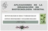 APLICACIONES DE LA IRRADIACIÓN EN BIOTECNOLOGÍA VEGETAL DE... · 2019-05-23 · • Cultivo in vitro de plantas. • Producción vegetal asistida por ... –Gammagrafía para el