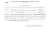 TENDER NOTICE · maintained in HBL, UET Branch Lahore. Deposit at call as earnest money from the scheduled bank @ 3% of the estimated cost in the name of Treasurer UET, Lahore should