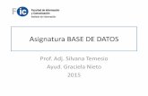 BASE DE DATOS - UdelaR · 2019-09-05 · independencia con respecto a los datos: • La independencia lógica con respecto a los datos es la capacidad de modificar el esquema conceptual