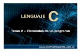 Lenguaje C Tema 2 - Prof Matias Garciaprofmatiasgarcia.com.ar/uploads/tutoriales/Lenguaje_C_Tema_2.pdfNo pueden emplearse palabras reservadas como identificadores. No pueden emplearse