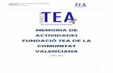MEMORIA DE ACTIVIDADES FUNDACIÓ TEA DE LA COMUNITAT …fundaciotea.org/web/wp-content/uploads/2016/05/MEMORIA-2015-completa.pdf · 2.4. Proyecto de Vivienda Tutelada Durante este