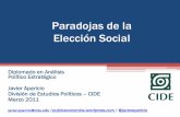 Paradojas Eleccion Socialinvestigadores.cide.edu/aparicio/dape/Aparicio_ParadojasVoto_mar11.pdf · •La negociación política dentro del conjunto de Pareto implica un conflicto