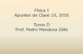 Física I Apuntes de Clase 10, 2016 Turno D Prof. Pedro ...pmendoza/2016_FisicaI/2016_Fisica_M1_Clase_10.pdf · En la naturaleza existen varios ejemplos conocidos como la oscilación
