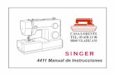 4411 Manual de Instrucciones - Casa LorenteComo propietario/ a de una nueva máquina de coser Singer, usted acaba de iniciar una gran oportunidad para plasmar su creatividad. Desde