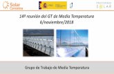 14ª reunión del GT de Media Temperatura 6/noviembre/2018 · 2018-11-06 · 1. Información General de la Plataforma Tecnológica Situación Administrativa - Incertidumbre 6/11/2018