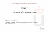 TEMA 7: “LA FUNCIÓN FINANCIERA”josejavierfernandez.weebly.com/uploads/2/6/6/7/2667447/...TEMA 7 “La Función Financiera”. Economía y Organización Industrial (E.O.I). 7.