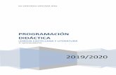 PROGRAMACIÓN DIDÁCTICA · 2019-12-01 · Programación Didáctica Lengua Castellana y Literatura 1.º Bachillerato (Curso 2019/2020) Departamento de Lengua Castellana y Literatura