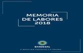 MEMORIA DE LABORES 2018 - Banco de Desarrollo...El Salvador, así en 2014 la cartera de crédito ascendió a US$ 342.8 millones pasando a alrededor de US$ 400 millones, en el ejercicio