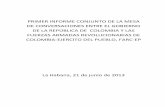 PRIMER INFORME CONJUNTO DE LA MESA DE … · primer informe conjunto de la mesa de conversaciones entre el gobierno de la repÚblica de colombia y las fuerzas armadas revolucionarias