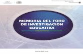 Memoria del Foro de Investigación Educativa ISSN: 2448-7716Zacatenco, Del. Gustavo A. Madero Cp 07738, México, CDMX Coordinación General de Formación e Innovación Educativa Av.
