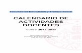 CALENDARIO DE ACTIVIDADES DOCENTES - UVa · 2017-05-31 · Propuesta decalendario de actividades docentes del curso 17-18 Universidad de Valladolid 2 de 5 INTRODUCCIÓN Sobre el contenido