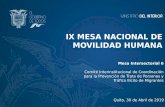 IX MESA NACIONAL DE MOVILIDAD HUMANA · MOVILIDAD HUMANA Quito, 30 de Abril de 2019 Mesa Intersectorial 6 Comité Interinstitucional de Coordinación para la Prevención de Trata