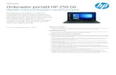 Ordenador por tátil HP 250 G6 · Firmware TPM es la versión 2.0. Hardware TPM es v1.2, que es un subconjunto de la versión de la especificación TPM 2.0 v0.89, tal como es implementado