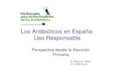 Los Antibióticos en España: Uso Responsable · Faringitis Amigdalítis Bronquítis Ag % médicos • Consumo de antibióticos • Motivo de prescripción de antibióticos • Resistencias