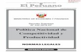 Política Nacional de Competitividad y Productividad · 2019-03-11 · 2 NORMAS LEGALES Lunes 31 de diciembre de 2018 / El Peruano APRUEBAN LA POLÍTICA NACIONAL DE COMPETITIVIDAD