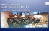 Memoria de actividades 2017 - ASPAS Salamanca · - Programa de Ayuda Mutua Interfamiliar, formación de padres/madres-guía y atención a familias nuevas. En este programa, padres