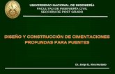 DISEÑO Y CONSTRUCCIÓN DE CIMENTACIONES ...±o Cimentaciones...DISEÑO Y CONSTRUCCIÓN DE CIMENTACIONES PROFUNDAS PARA PUENTES 2 TIPOS DE CIMENTACIONES ZAPATAS CAISSON PLATEAS CIMENTACION