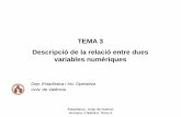 TEMA 3 Descripció de la relació entre dues variables ...montes/NHD/teoria/Tema3_val.pdf · En aquest exemple teníem X = longitud (cm) de la serp Y = pes (gr) de la serp. Els estadístics