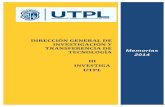 III INVESTIGA UTPL III Investiga...edición del evento Investiga UTPL permitió a la comunidad universitaria ser partícipe de la difusión de las actividades y resultados de investigación,