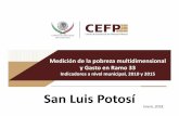 San Luis Potosí - CEFPSan Luis Potosí 3 Indicadores de Pobreza a Nivel Estatal Pobres Moderados Pobres Extremos Población No pobre y No Vulnerable Vulnerables por ingresos Vulnerables