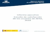Informe ejecutivo Estudio de satisfacción de los usuarios ...€¦ · 4/12 F-A-O-.0 Informe ejecutivo Estudio de satisfacción de los usuarios de AESA, 2018 CLASIFICACIÓN DE SEGURIDAD
