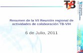 Resumen de la VII Reunión regional de actividades de ... · 4)Prueba de VIH, TPI Mas dificultades: 1)Inclusión de Soc. Civil 2)Investigación operativa 3)Monitoreo y evaluación
