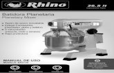 Batidora Planetariarhino.mx/Archivos_Rhino/manual/Manual_BATI-30.pdf · Reparar o cambiar los accesorios y/o el tazón. Aceite el engranaje cónico y el eje. Verifique el suministro