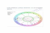 COLOMBIA LUNA NUEVA 15 OCTUBRE 2012. · 2012-10-14 · La Luna Nueva del 15 de Octubre en el día de la Luna, hora de Saturno, el Almuten de la Carta Venus. Planetas más cerca de