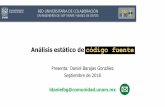 Presenta: Daniel Barajas González Septiembre de 2018 · 6 diff Difficulty of the code (Halstead metric) Halstead 7 ce Efferent coupling : Number of classes that the class depend