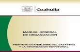 DE ORGANIZACIÓNcatastrodecoahuila.gob.mx/sitio/Manual General de Org 2008.pdf · La progresiva actualizaci ón de las normas catastrales y las dem ás con las que mantiene una estrecha