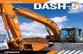 DASH-5 · ZX210-5 y la ZX210LC-5. Los bastidores laterales de canal de perfil en D contienen y protegen los enfriadores de alta eficiencia y el motor Isuzu. El chasis reforzado, las
