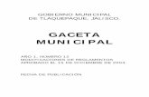 GACETA MUNICIPAL · de tlaquepaque, jalisco. gaceta municipal aÑo 1, nÚmero 12 modificaciones de reglamentos aprobado el 15 de diciembre de 2004. fecha de publicaciÓn . sesiÓn