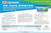 CQ TAPA GRIETAS - CEMENQUINcemenquin.com.mx/wp-content/uploads/2019/03/CQ-Tapa... · 2019-03-09 · encogimiento que se pudiera presentar. Antes de aplicar un recubrimiento sobre