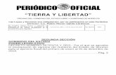 “TIERRA Y LIBERTAD” · El Periódico Oficial “Tierra y Libertad” es elaborado en los Talleres de Impresión de la Coordinación del Sistema Penitenciario de la Comisión Estatal