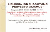 MEMORIA JOB SHADOWING PROYECTO ERASMUS+ · Objeto de la visita: Conocimiento del sistema educativo alemán. Integración en la vida cotidiana de un instituto de educación secundaria
