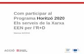 Com participar al Programa Horitzó 2020 Els serveis de la ... · Com participar al Programa Horitzó 2020 Els serveis de la Xarxa EEN per l’R+D Manresa 16/2/2016. Continguts •Horitzó