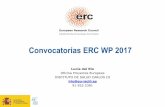 Convocatorias ERC WP 2017 - UIB · Lucía del Río Oficina Proyectos Europeos INSTITUTO DE SALUD CARLOS III lrio@eu-isciii.es 91 822 2381 Convocatorias ERC WP 2017