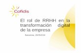 El rol de RRHH en la transformación digital de la empresa · El rol de recursos humanos en la transformación digital 20/05/2016 6. 3. Rol de Recursos Humanos. Nuevos perfiles profesionales,